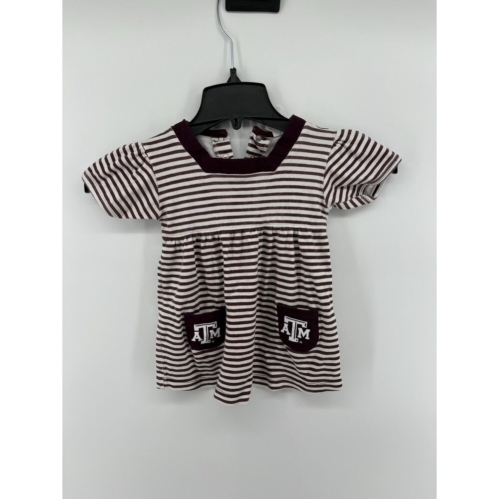Little King Girls Maroon White Stripped Dress Texas A&M Size 4T Pockets